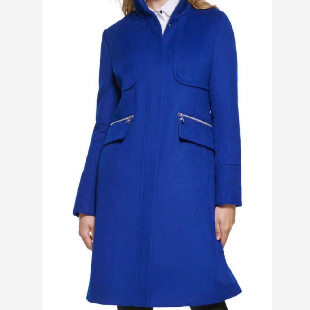 KARL LAGERFELD PARIS OFFICER ZIP-FRONT WOOL-BLEND COAT